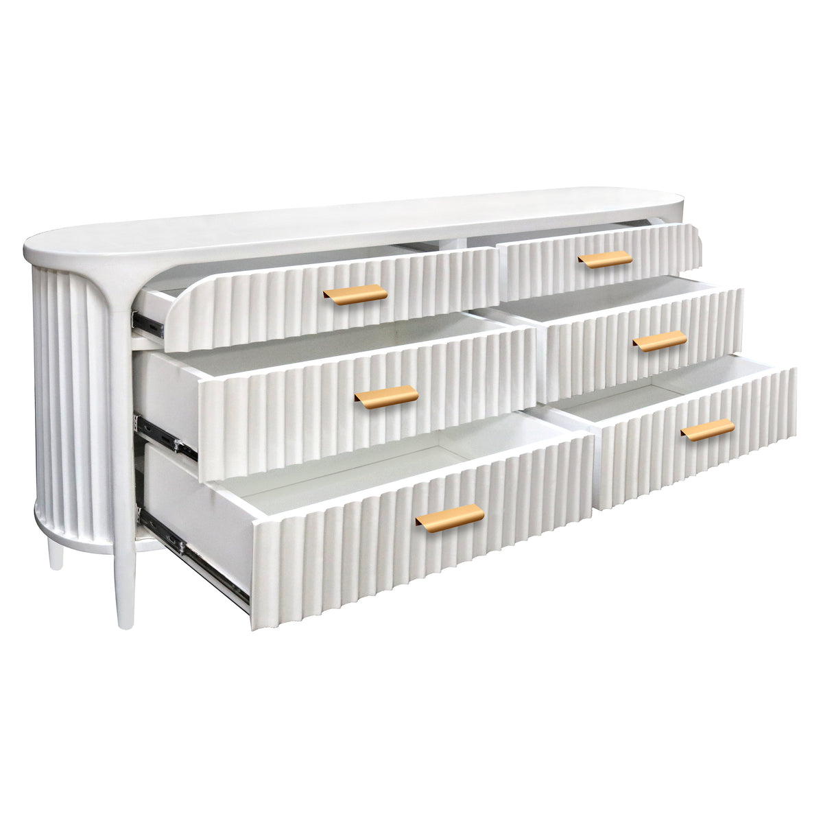 Finished fluted dresser built from the client's sketch