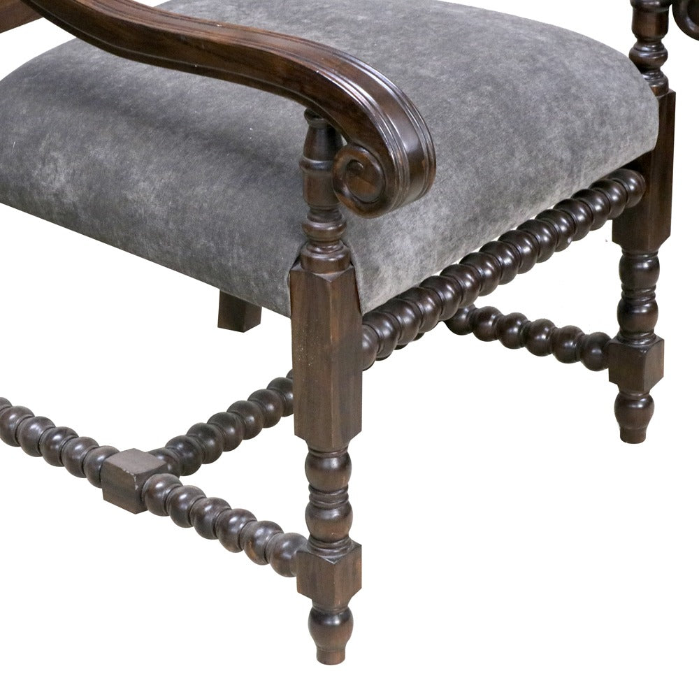Close-up of the bobbin-turned legs and stretchers on the Sigla S855A arm chair