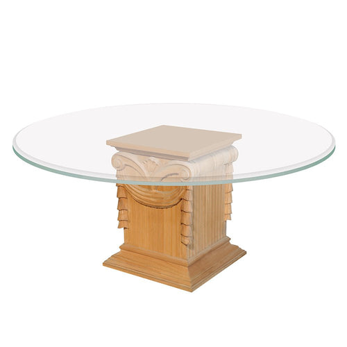 Greek Column Glass Top Round Table_S075T-1