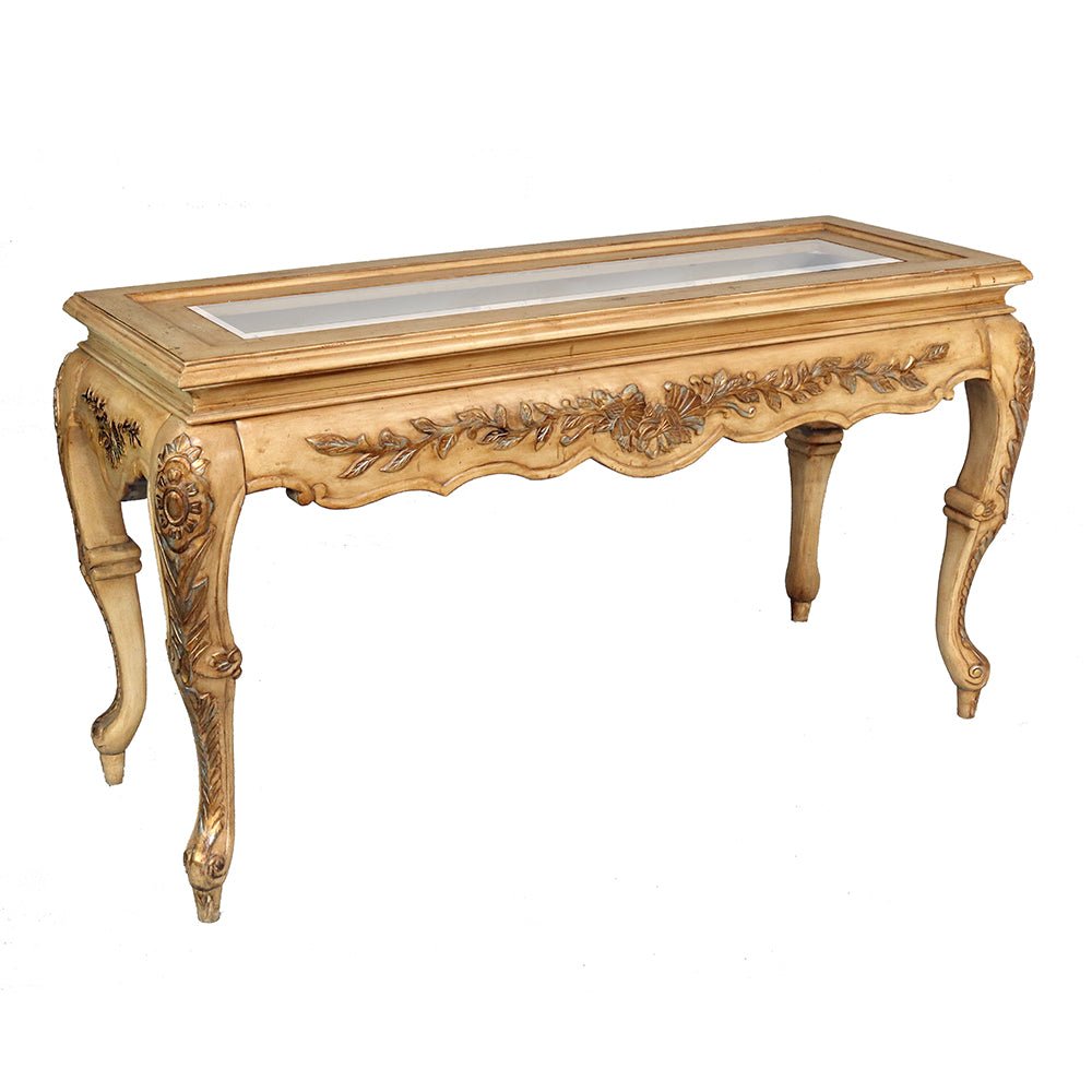 Louis XVI Glass Top Console Table Vintage_S1001C-1_1