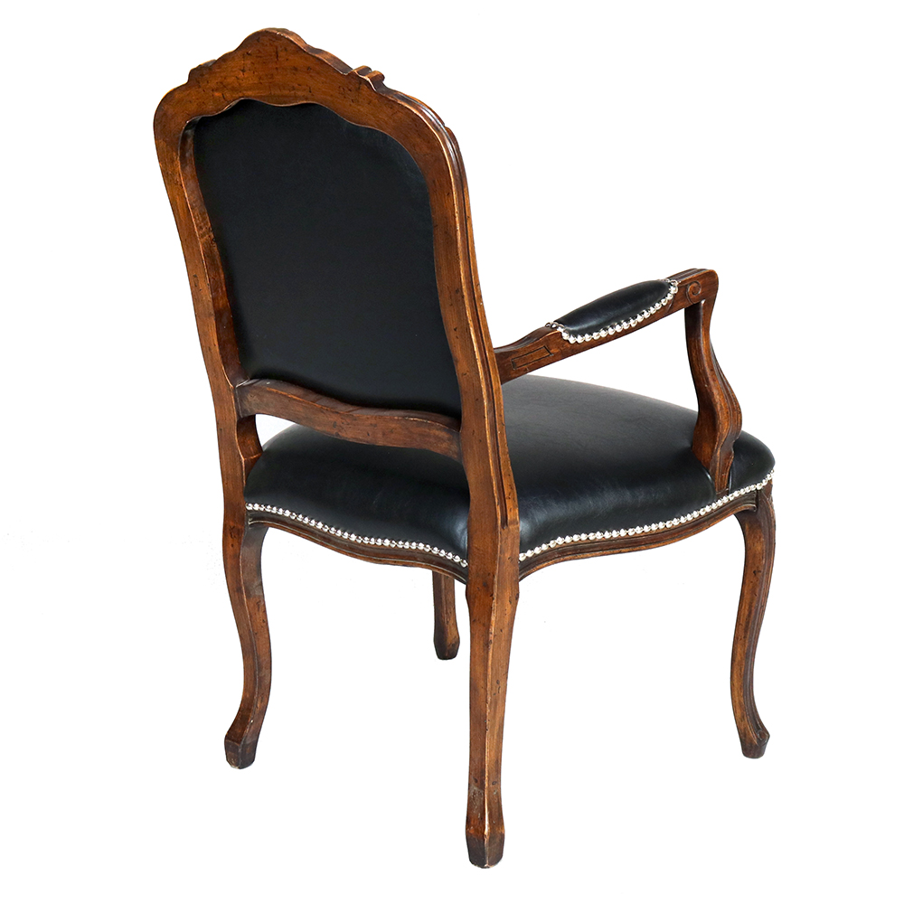 Louis Dining Side Chair in Black Leather
